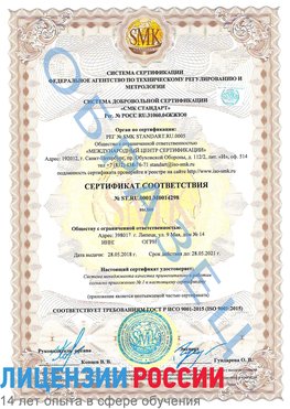 Образец сертификата соответствия Владикавказ Сертификат ISO 9001